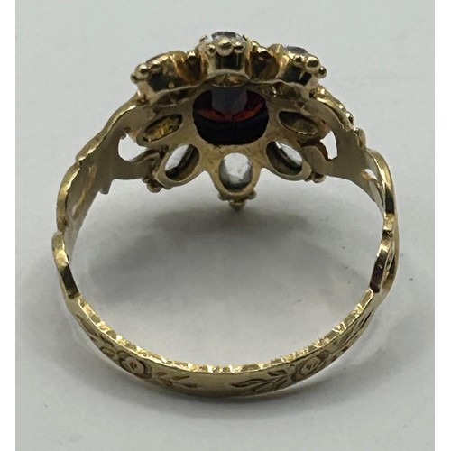 1618 - A 19th century gem set cluster ring, ring size H 1/2