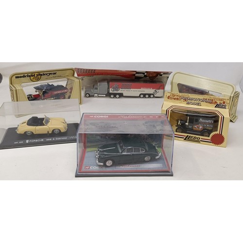 950 - A Corgi Tramlines model, boxed, and assorted other model cars, bikes and trucks, all boxed (box)