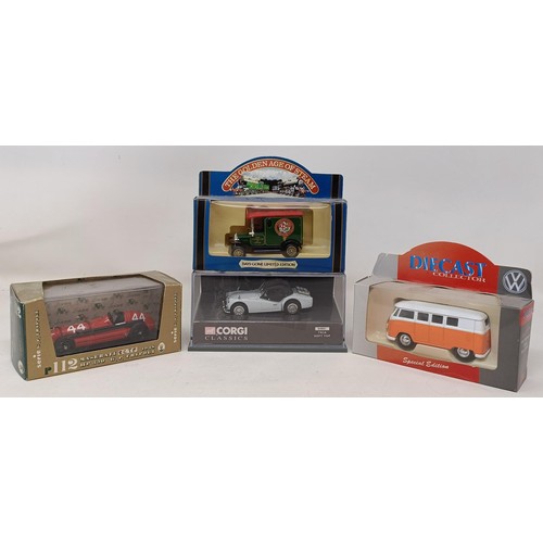 1008 - A Corgi model of a bus, No 469, and assorted other model cards, buses and trucks, all boxed (box)