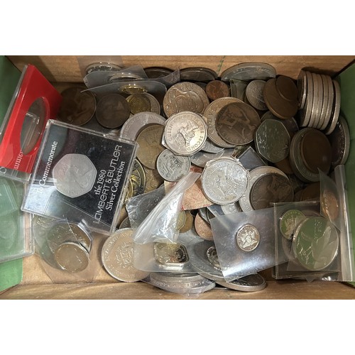 366 - A large group of assorted commemorative and other coins, banknotes and related items (box)