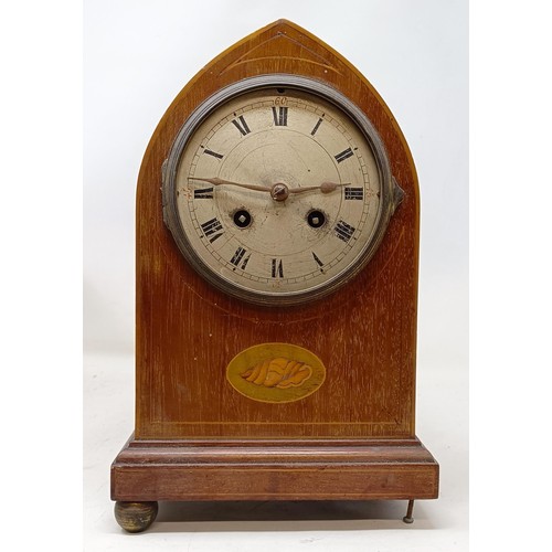 1223 - A white marble and gilt metal clock case, 46 cm high, assorted clock cases and parts (qty)