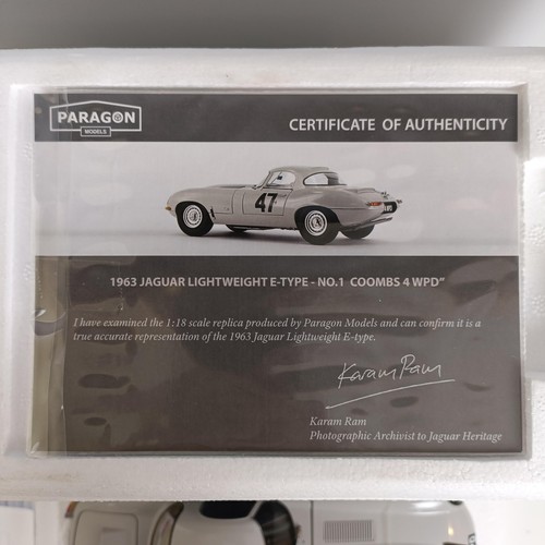 1024 - A Paragon Models 1:18 scale model of a 1963 Jaguar Lightweight E-Type No 1 Coombs 4 WBD, boxed