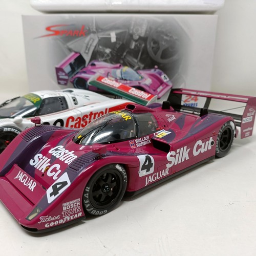 1032 - A Spark 1:18 scale model, of a Le Mans Jaguar, boxed, and a similar Exoto Jaguar No 60 (2)