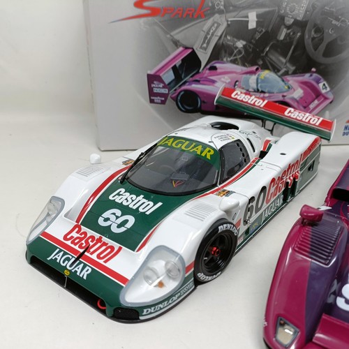 1032 - A Spark 1:18 scale model, of a Le Mans Jaguar, boxed, and a similar Exoto Jaguar No 60 (2)