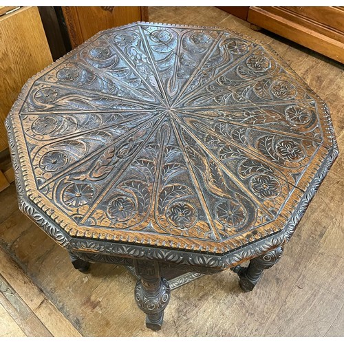 1271 - A late Victorian carved oak two tier table, 76 cm wide