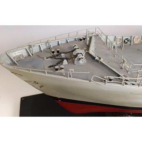 1020 - A model of a boat, Lindisfarne, 94 cm long, on a stand