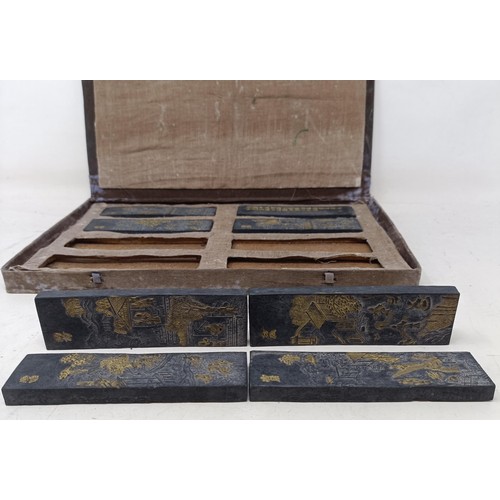 1150 - Eight Chinese ink blocks, cased