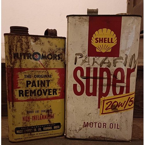 1161 - A Shell Super 20w/50 oil can, and three other oil cans (4)