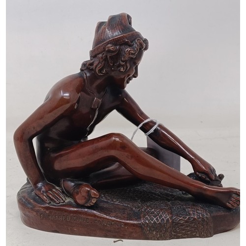 1177 - After S Barbedienne, the Neopolitan fisherman playing with a turtle, 19 cm wide