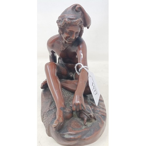 1177 - After S Barbedienne, the Neopolitan fisherman playing with a turtle, 19 cm wide