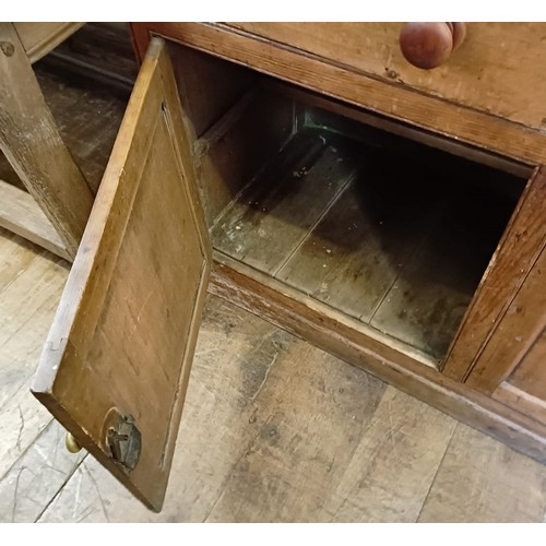 1314 - A late 19th century pine dresser, the three tier plate rack on a base with three drawers and three c... 