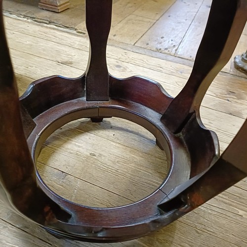 1299 - Two similar Chinese hardwood stools, with mother of pearl inlaid decoration, slight loss