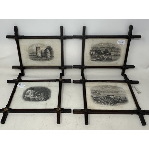 1192 - A set of four cross-over framed views of The Isle of Purbeck (Swanage), dating 1870s