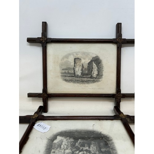 1192 - A set of four cross-over framed views of The Isle of Purbeck (Swanage), dating 1870s