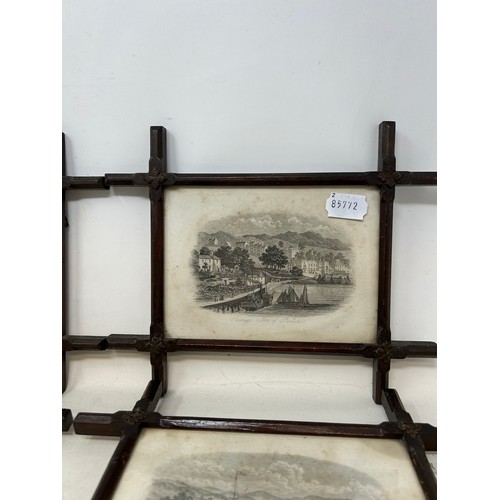 1192 - A set of four cross-over framed views of The Isle of Purbeck (Swanage), dating 1870s