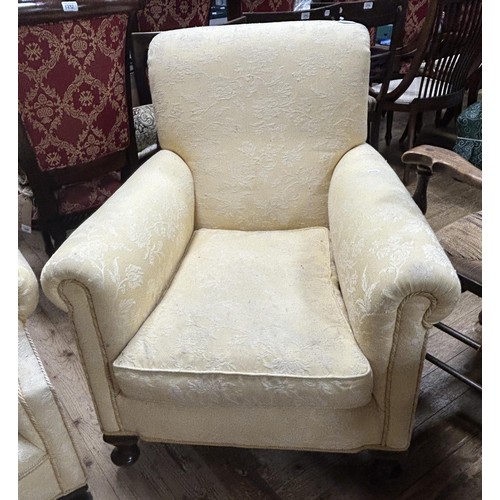 1291 - A pair of Country House style cream upholstered armchairs (2)