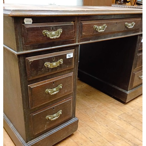 1361 - A walnut pedestal desk, 122 cm wide