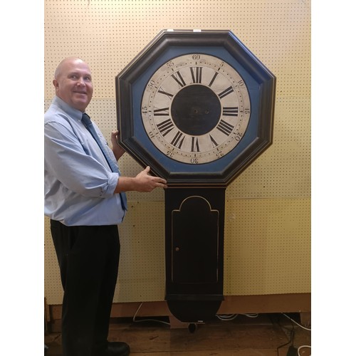 1244 - An Act of Parliament type clock, with a month going movement, in a painted case, 184 cm high