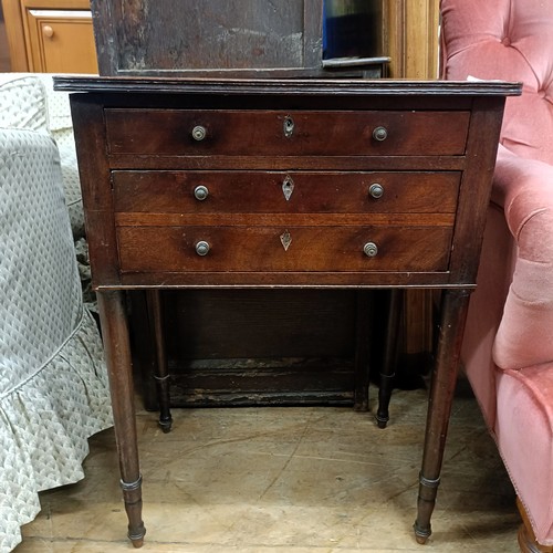 1438 - A 19th century mahogany work table, and two Victorian chairs (3)