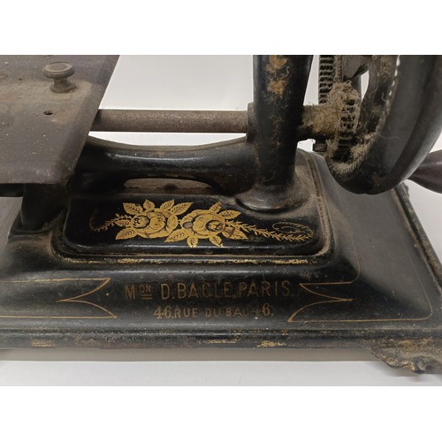 66 - A D Bacle, Paris table top sewing machine, 28 cm wide Provenance:  A single owner collection, f... 