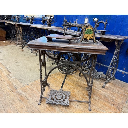 80 - A rare Smith Starley & Co, Coventry, Queen of Hearts sewing machine, on an iron treadle base, 68... 