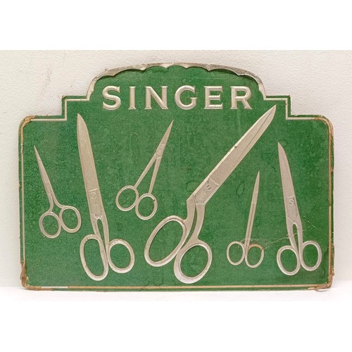 3 - A vintage Singer Scissors advertising board, assorted scissors, and a book on scissors (box) Provena... 