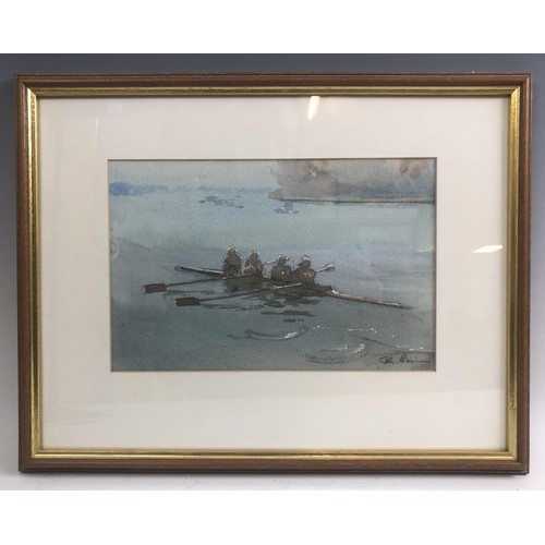 232 - John Bairstow, rowing on the Thames, watercolour, 26 x 18 cm, and another, 18 x 18 cm (2)