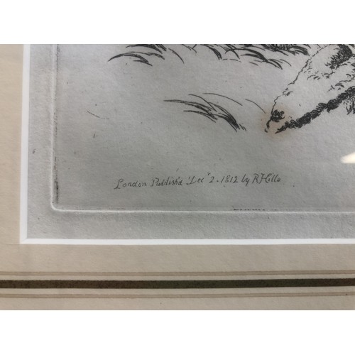 239 - Robert Hills, deer, etching, signed and dated 1912, 18 x 33 cm, Some Observations of The Bara Singh,... 