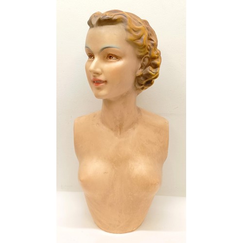 17 - A mid-20th century plaster bust of a woman, 60 cm high Provenance:  A single owner collection, from ... 