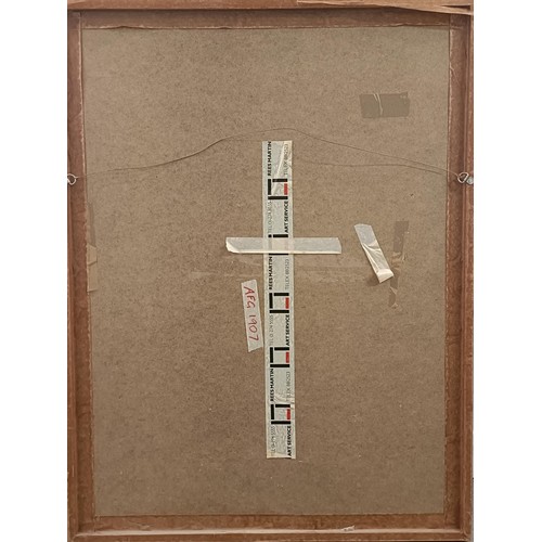 284 - 20th century, English school, mixed media collage, indistinctly signed and dated 1987, 75 x 67 cm