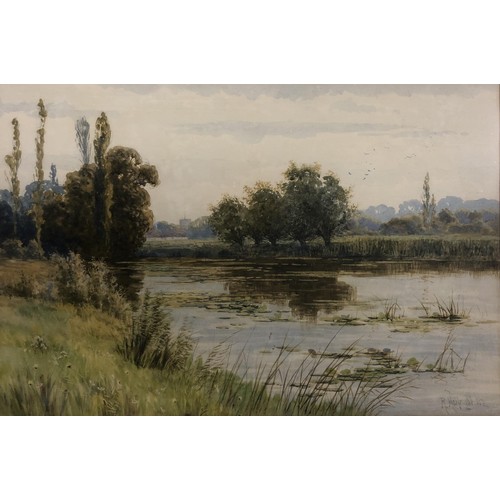 238 - Richard William Halfnight (British 1855-1925), a river, signed and dated 1883, 35 x 52 cm