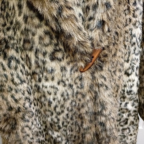 127 - A faux leopard skin full length coat, by Wallis, size M/L