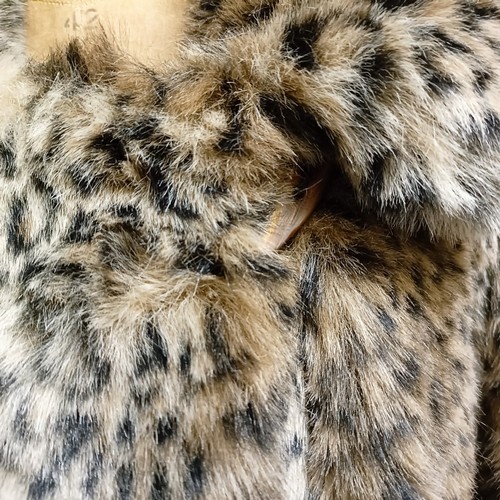 127 - A faux leopard skin full length coat, by Wallis, size M/L