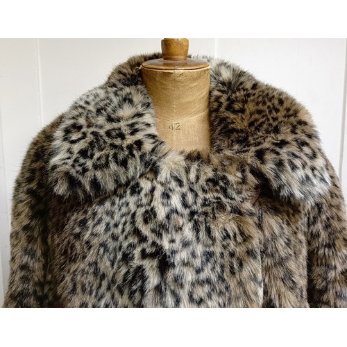 127 - A faux leopard skin full length coat, by Wallis, size M/L