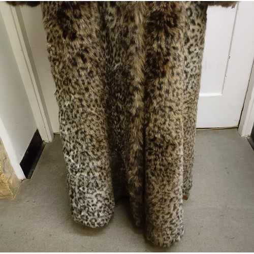 127 - A faux leopard skin full length coat, by Wallis, size M/L