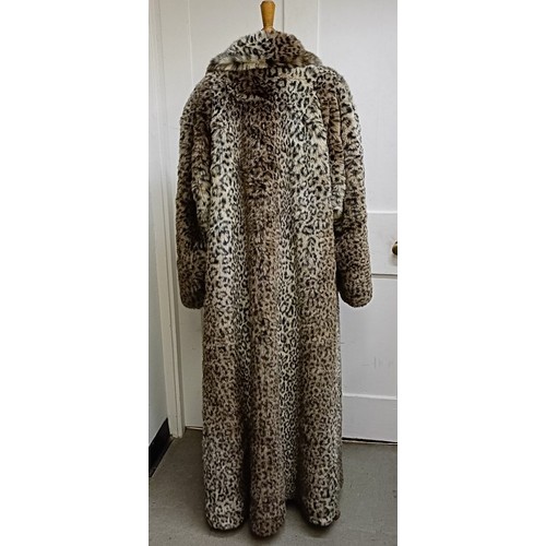 127 - A faux leopard skin full length coat, by Wallis, size M/L