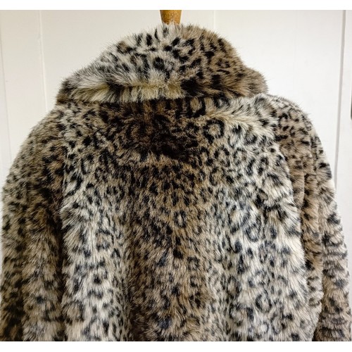 127 - A faux leopard skin full length coat, by Wallis, size M/L