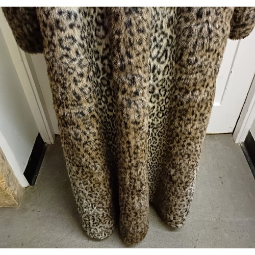 127 - A faux leopard skin full length coat, by Wallis, size M/L