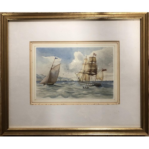 251 - Attributed Captain W J Aldham, Homeward Bound, watercolour, 14 x 20 cm, label verso