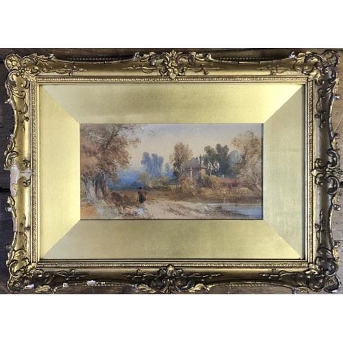 254 - J B Smith, landscape, watercolour, 13 x 23 cm, Robert Dunthorne Gallery label verso