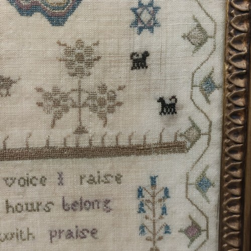 95 - A late 18th century sampler, worked by Elizabeth Bowley her work 1796, 43 x 30 cm