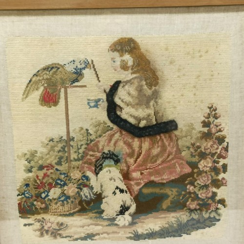 94 - A 19th century sampler, worked by Elizabeth Clayson, Brafield (sic), 1850, 30 x 30 cm, in a birdseye... 