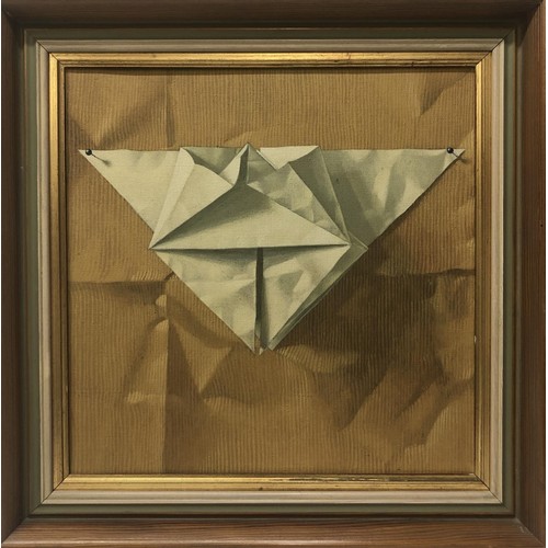 288 - David Shaw, a folded piece of paper, oil on canvas, 30 x 30 cm, and its pair (2)