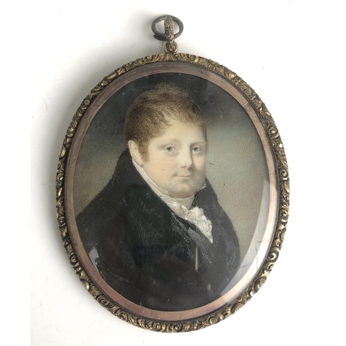 296 - A 19th century portrait miniature, of a gentleman in a jacket, possibly Edward Shadwell Hickman, the... 