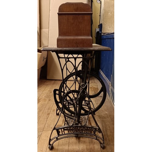 84 - An H Vigneron sewing machine, on an iron treadle base, 80 cm wide Provenance:  A single owner collec... 