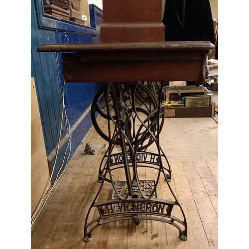 84 - An H Vigneron sewing machine, on an iron treadle base, 80 cm wide Provenance:  A single owner collec... 