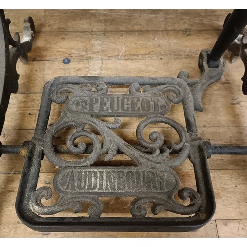 82 - A Peugeot Audincourt sewing machine, on an iron treadle base, 80 cm wide Provenance:  A single owner... 