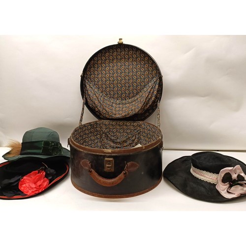 39 - Three hat boxes and assorted hats, including a Colette Millet, (Tours) hat, (qty) Provenance:  A sin... 