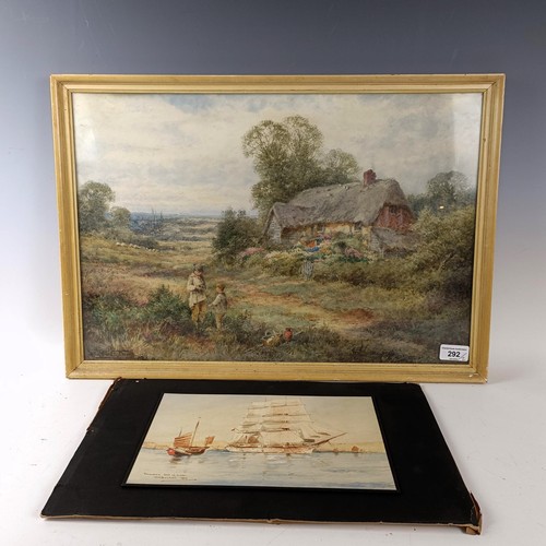 292 - Sylvester Stannard, two boys near a cottage, watercolour, signed, 35 x 52 cm, and William Minshall B... 