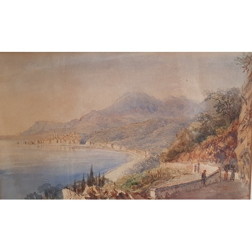 309 - Continental school, early 20th century, an Italianate coastal landscape, watercolour, 21 x 36cm